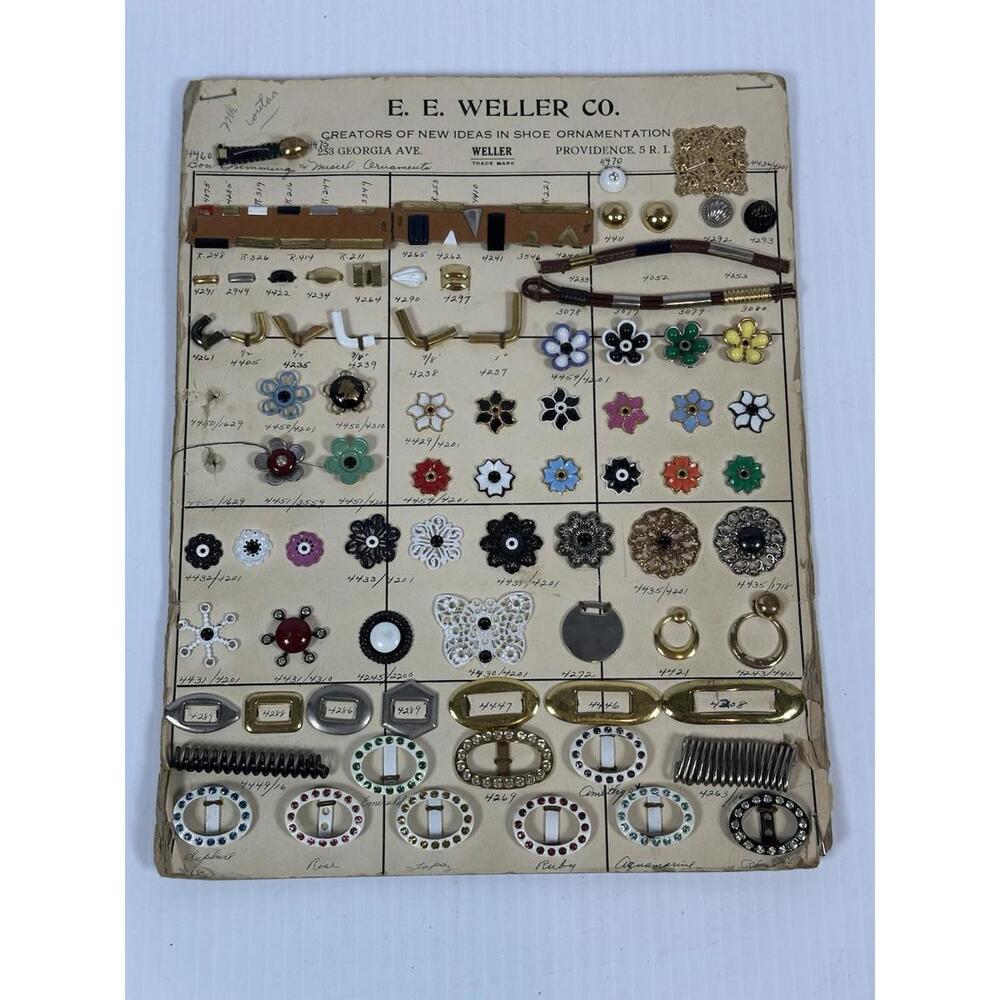 Sample Card Salesman Shoe Buckles Ornamentation E. E. Weller Co Providence RI